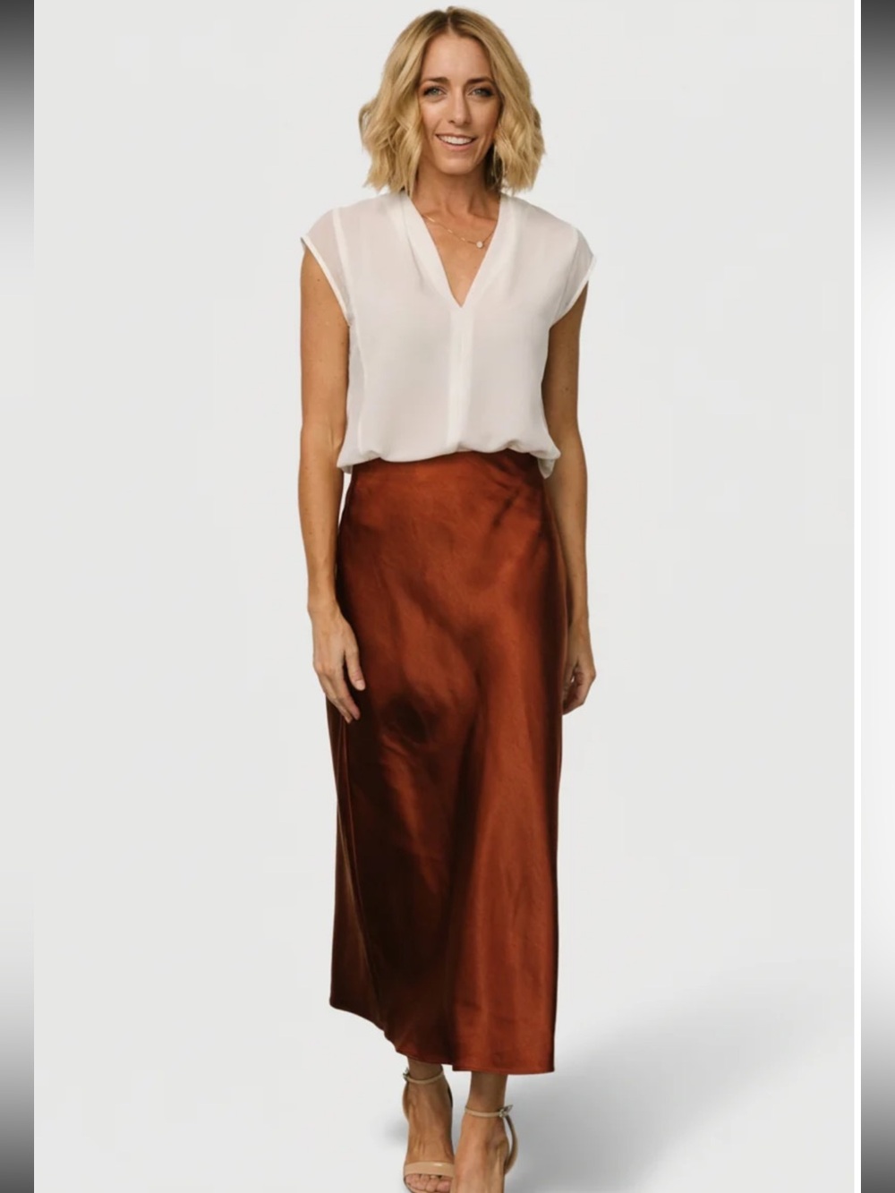 Baltic Born Celeste Satin Midi Skirt